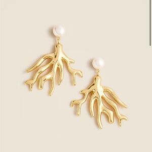 J. Crew Gold Coral Pearl Earrings